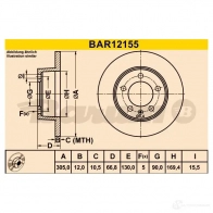 Тормозной диск BARUM bar12155 1228104435 4006633382984 TC 9PC