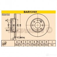 Тормозной диск BARUM K VWBJE bar13161 2814357 4006633322355