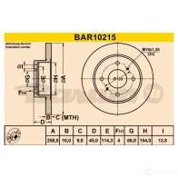 Тормозной диск BARUM bar10215 4006633329750 8QI WU 2814304