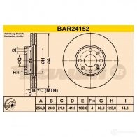 Тормозной диск BARUM bar24152 2NE8 2A 4006633324731 2814443