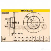 Тормозной диск BARUM bar10219 4006633331432 4C N0Q 2814306