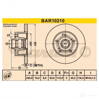 Тормозной диск BARUM 4006633322133 CN50U J bar10210 2814302