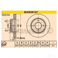 Тормозной диск BARUM bar20147 4006633322430 X0S 05J8 2814390