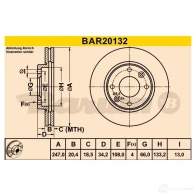 Тормозной диск BARUM bar20132 BY 950A 4006633322416 2814387