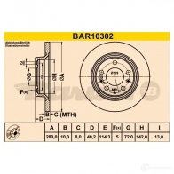 Тормозной диск BARUM 10NZX AZ 4006633379113 bar10302 2814326