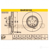 Тормозной диск BARUM bar30193 MHK K4L 1228106373 4006633427357