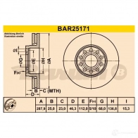 Тормозной диск BARUM 4006633325608 bar25171 GU 6TBPM 2814472 - Изображение 3