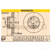 Тормозной диск BARUM 4006633337632 V13PJ 2 2814484 bar28101
