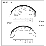 Тормозные колодки барабанные, комплект ALLIED NIPPON ABS3114 1422913625 Z8BU69 C