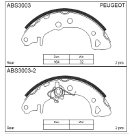 Тормозные колодки барабанные, комплект ALLIED NIPPON ABS3003 0 YDM90 1441278153