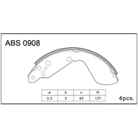 Тормозные колодки барабанные, комплект ALLIED NIPPON 498S V6 1441278216 ABS0908