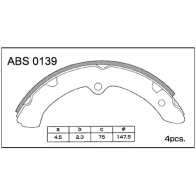 Тормозные колодки барабанные, комплект ALLIED NIPPON ABS0139 1441278234 6E5 86