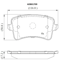 Тормозные колодки дисковые, комплект ALLIED NIPPON JHO55 R ADB01709 1441278476
