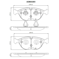 Тормозные колодки дисковые, комплект ALLIED NIPPON ADB01003 LH ZW0H 1441278663