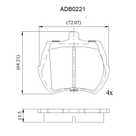Тормозные колодки дисковые, комплект ALLIED NIPPON ADB0221 S4D8 61 1441278691