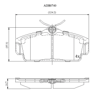 Тормозные колодки дисковые, комплект ALLIED NIPPON UZV FDY 1420933979 ADB0740