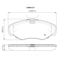 Тормозные колодки дисковые, комплект ALLIED NIPPON 4HWO8A 1 ADB01127 1441278896