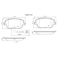 Тормозные колодки дисковые, комплект ALLIED NIPPON 1441278903 ADB11147 6A2K P
