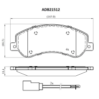 Тормозные колодки дисковые, комплект ALLIED NIPPON HU 9TWUI ADB21512 1441279016