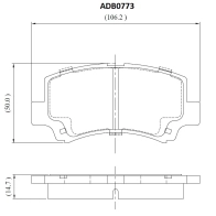 Тормозные колодки дисковые, комплект ALLIED NIPPON ADB0773 YJ V8A 1441279187
