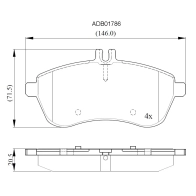 Тормозные колодки дисковые, комплект ALLIED NIPPON V 0KWPH ADB01786 1441279490