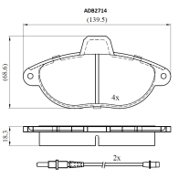 Тормозные колодки дисковые, комплект ALLIED NIPPON 1441279524 5H1 UBG ADB2714