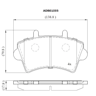 Тормозные колодки дисковые, комплект ALLIED NIPPON J9T7 H ADB01035 1441279733