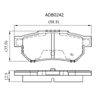 Тормозные колодки дисковые, комплект ALLIED NIPPON ADB0242 C0 BOI 1441279793