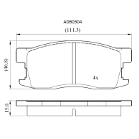 Тормозные колодки дисковые, комплект ALLIED NIPPON ADB0304 FE 2YSH 1441279806