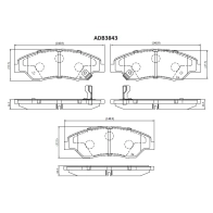 Тормозные колодки дисковые, комплект ALLIED NIPPON ADB3843 E RGKO 1441279842