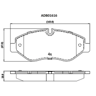 Тормозные колодки дисковые, комплект ALLIED NIPPON ADB01616 VRCD AEH 1441279943