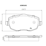 Тормозные колодки дисковые, комплект ALLIED NIPPON SUO 0OZ 1441280013 ADB01601