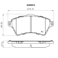 Тормозные колодки дисковые, комплект ALLIED NIPPON JC2U OH7 1441280027 ADB0873