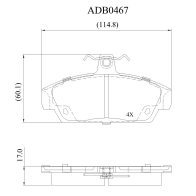 Тормозные колодки дисковые, комплект ALLIED NIPPON 1441280045 ADB0467 R S44F3