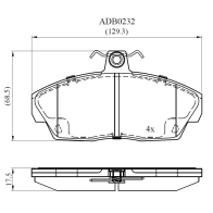 Тормозные колодки дисковые, комплект ALLIED NIPPON GZX4FJ 2 1441280052 ADB0232