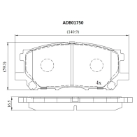 Тормозные колодки дисковые, комплект ALLIED NIPPON FK6 JFEV ADB01750 1420936082