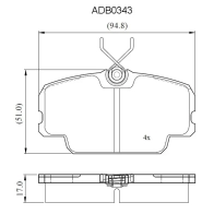 Тормозные колодки дисковые, комплект ALLIED NIPPON 1441280175 A EBO3 ADB0343