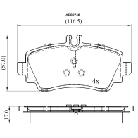 Тормозные колодки дисковые, комплект ALLIED NIPPON ADB0748 1441280202 A1DIZ ER