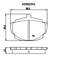Тормозные колодки дисковые, комплект ALLIED NIPPON ADB0241 1441280242 ZD5C 4