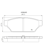 Тормозные колодки дисковые, комплект ALLIED NIPPON ADB0405 3 KFP2 1441280275