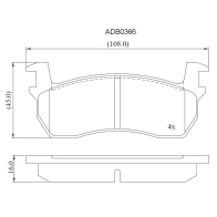Тормозные колодки дисковые, комплект ALLIED NIPPON ADB0366 1441280304 2M EXKA
