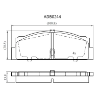 Тормозные колодки дисковые, комплект ALLIED NIPPON ADB0244 1P4XH I9 1441280338