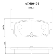 Тормозные колодки дисковые, комплект ALLIED NIPPON ADB0474 1420933757 49 KEWU