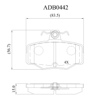 Тормозные колодки дисковые, комплект ALLIED NIPPON ADB0442 1422913633 U7D EPA