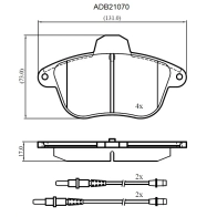 Тормозные колодки дисковые, комплект ALLIED NIPPON K8 Z7WVM 1441280430 ADB21070