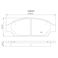 Тормозные колодки дисковые, комплект ALLIED NIPPON ADB0933 1441280534 Y 25B3