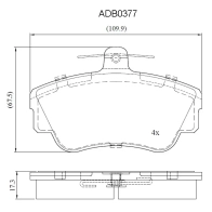 Тормозные колодки дисковые, комплект ALLIED NIPPON 1441280599 ADB0377 V B6CD