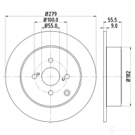 Тормозной диск HELLA 8DD 355 110-511 54263P RO 2GXYN Toyota Corolla (E120) 9 Хэтчбек 2.0 D 4D (CDE120R. CDE120L) 110 л.с. 2002 – 2006