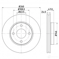 Тормозной диск HELLA 51026 PRO 8DD 355 103-371 TFLP0N Ford Scorpio 2 (FE, GFR, GGR) Универсал 2.3 i 16V 147 л.с. 1996 – 1998