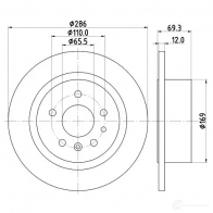 Тормозной диск HELLA LF8F4A6 8DD 355 103-741 Opel Omega (B) 2 Универсал 2.6 (F35) 188 л.с. 1994 – 1999 52 412PRO